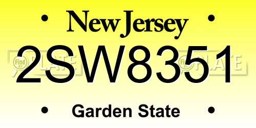 2SW8351 New Jersey License Plate