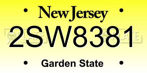 2SW8381 New Jersey License Plate