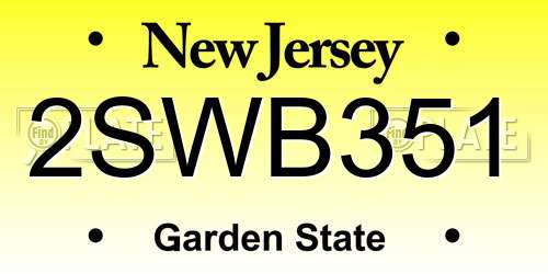 2SWB351 New Jersey License Plate