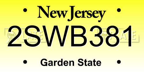2SWB381 New Jersey License Plate