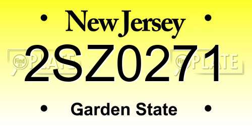 2SZ0271 New Jersey License Plate