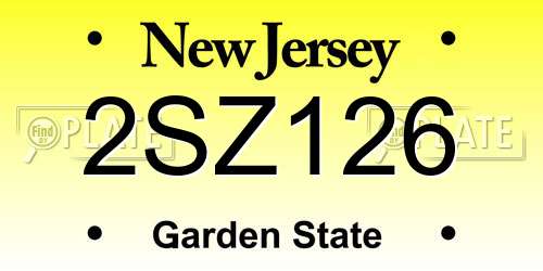 2SZ126 New Jersey License Plate