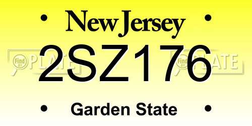 2SZ176 New Jersey License Plate