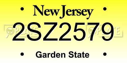2SZ2579 New Jersey License Plate