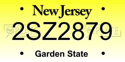 2SZ2879 New Jersey License Plate