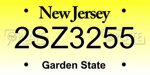 2SZ3255 New Jersey License Plate