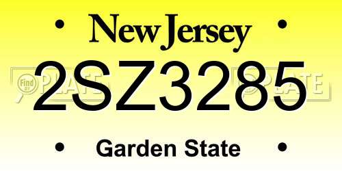 2SZ3285 New Jersey License Plate