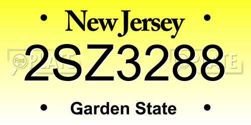 2SZ3288 New Jersey License Plate
