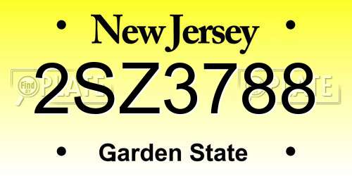 2SZ3788 New Jersey License Plate
