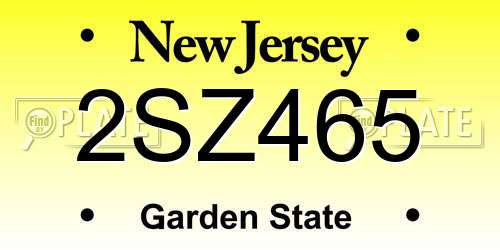 2SZ465 New Jersey License Plate