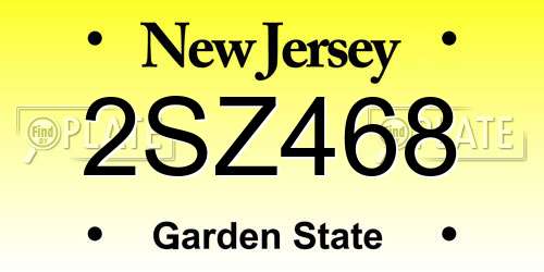 2SZ468 New Jersey License Plate