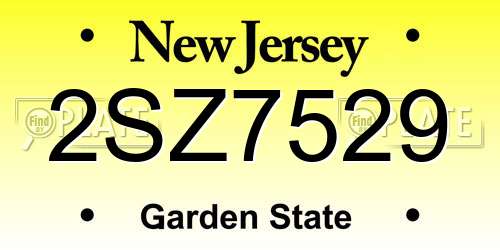 2SZ7529 New Jersey License Plate