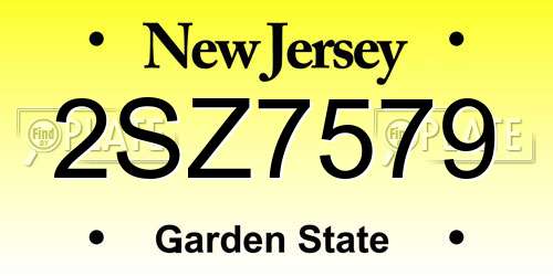 2SZ7579 New Jersey License Plate