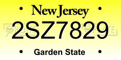 2SZ7829 New Jersey License Plate