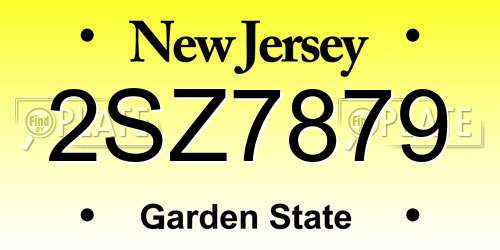 2SZ7879 New Jersey License Plate