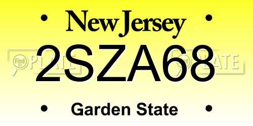 2SZA68 New Jersey License Plate
