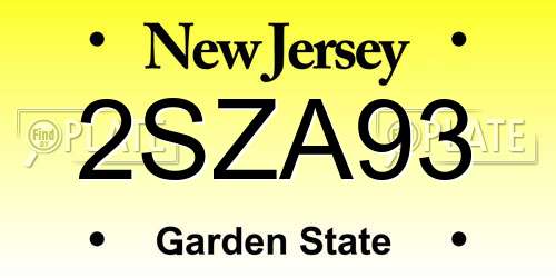2SZA93 New Jersey License Plate