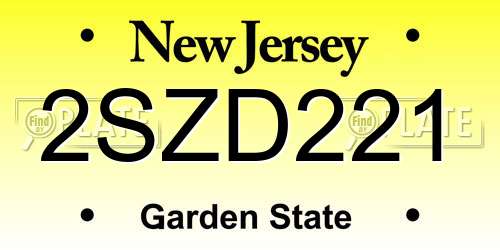 2SZD221 New Jersey License Plate