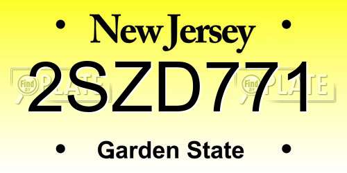 2SZD771 New Jersey License Plate