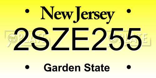 2SZE255 New Jersey License Plate