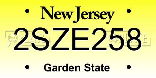 2SZE258 New Jersey License Plate