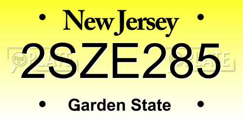 2SZE285 New Jersey License Plate