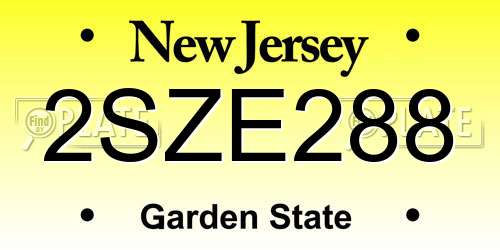 2SZE288 New Jersey License Plate