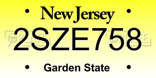 2SZE758 New Jersey License Plate