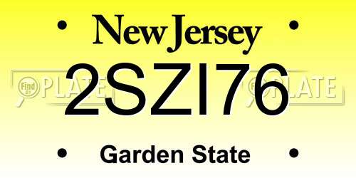 2SZI76 New Jersey License Plate