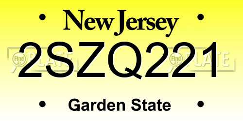2SZQ221 New Jersey License Plate