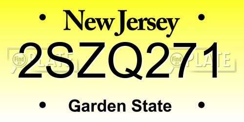2SZQ271 New Jersey License Plate