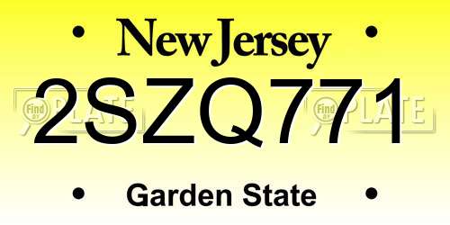 2SZQ771 New Jersey License Plate