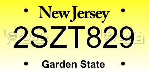 2SZT829 New Jersey License Plate