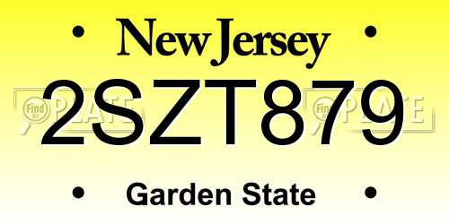 2SZT879 New Jersey License Plate