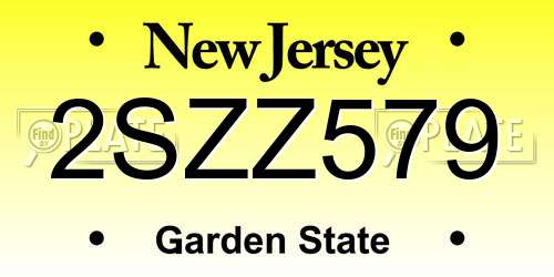 2SZZ579 New Jersey License Plate