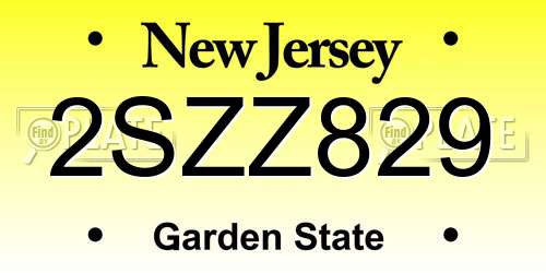 2SZZ829 New Jersey License Plate