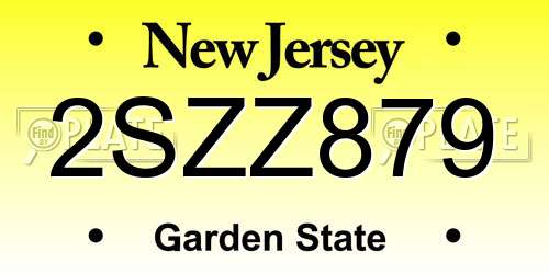 2SZZ879 New Jersey License Plate