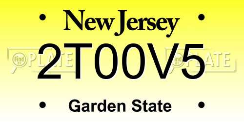 2T00V5 New Jersey License Plate