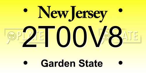 2T00V8 New Jersey License Plate
