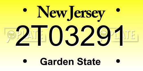 2T03291 New Jersey License Plate