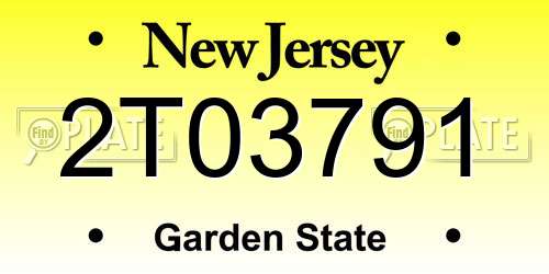 2T03791 New Jersey License Plate