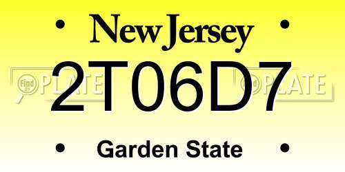 2T06D7 New Jersey License Plate
