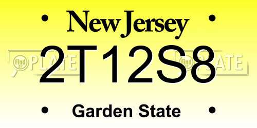 2T12S8 New Jersey License Plate
