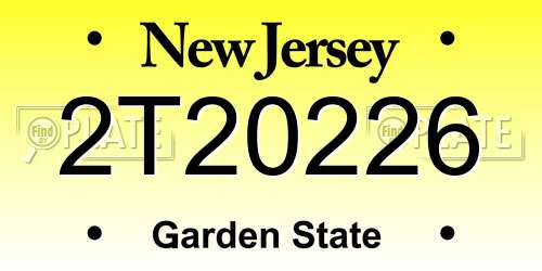 2T20226 New Jersey License Plate