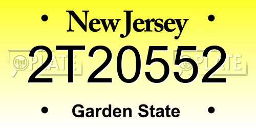 2T20552 New Jersey License Plate