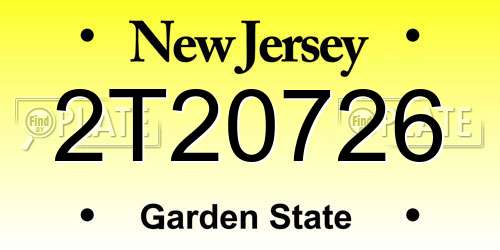 2T20726 New Jersey License Plate