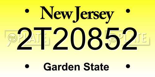 2T20852 New Jersey License Plate