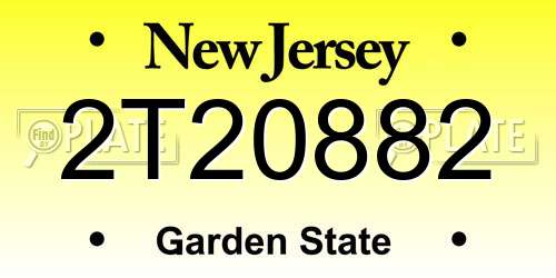 2T20882 New Jersey License Plate