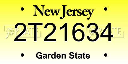 2T21634 New Jersey License Plate