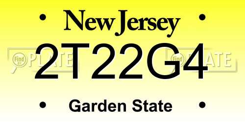 2T22G4 New Jersey License Plate